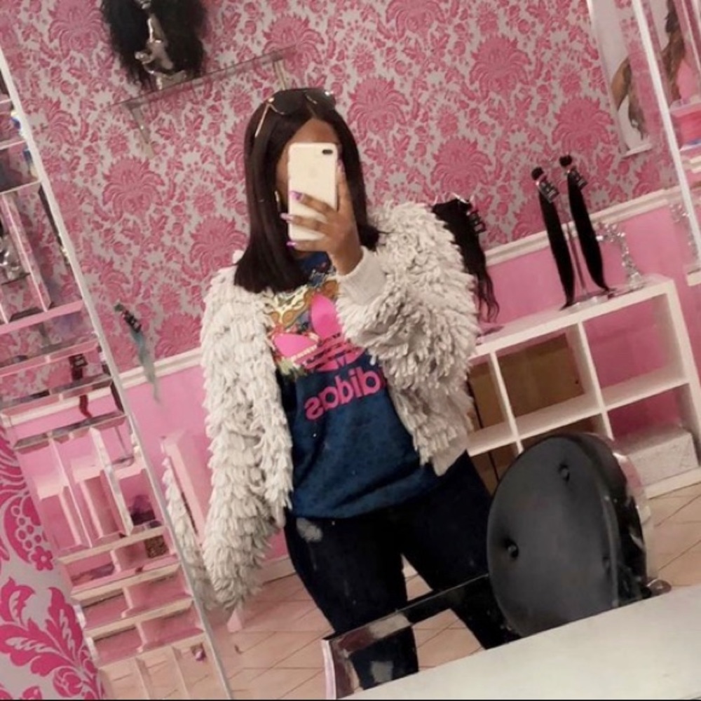 Fluffy trendy open sweater
